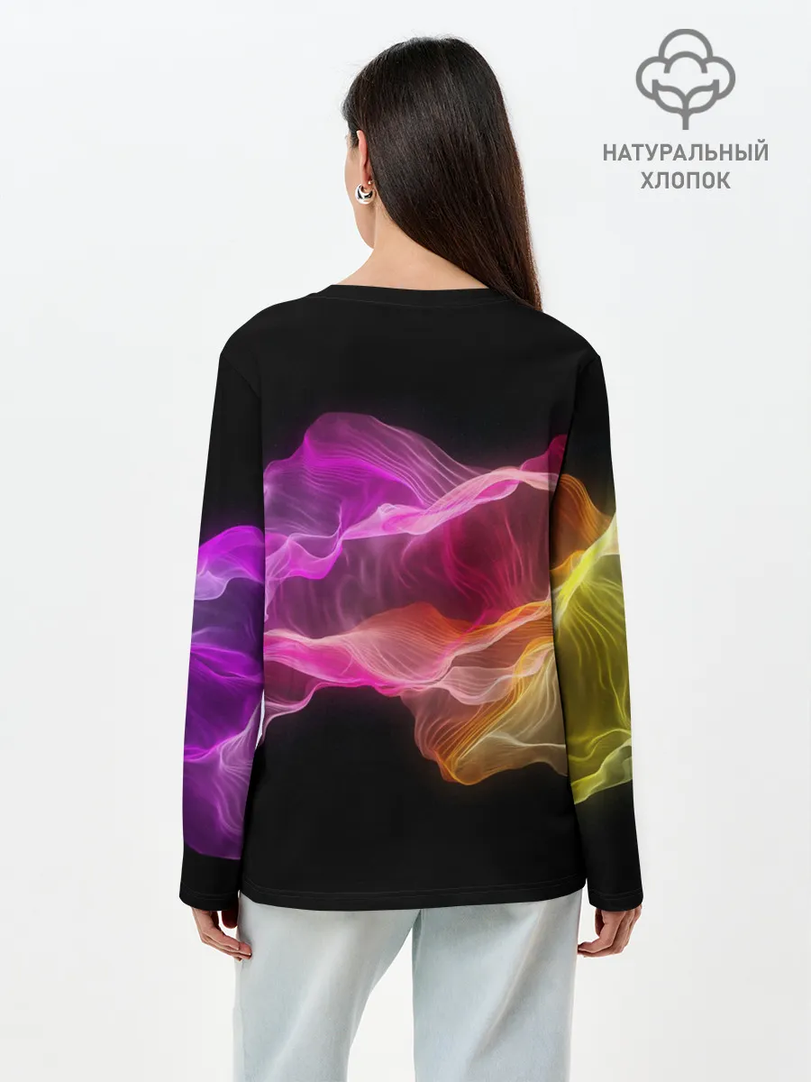 Лонгслив женский. Хлопок / Волны