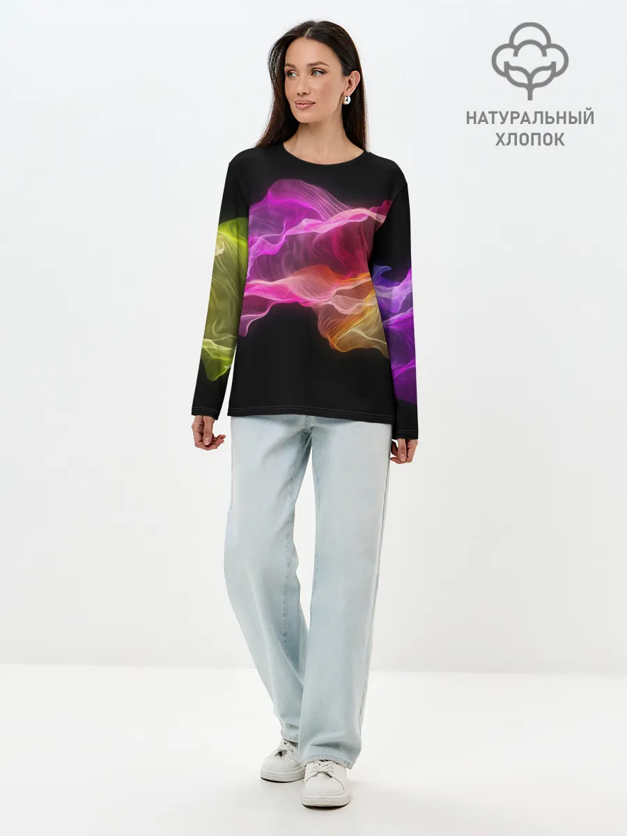 Лонгслив женский. Хлопок / Волны