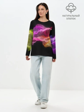 Лонгслив женский. Хлопок / Волны