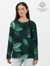 Лонгслив женский. Хлопок / Текстура Листья