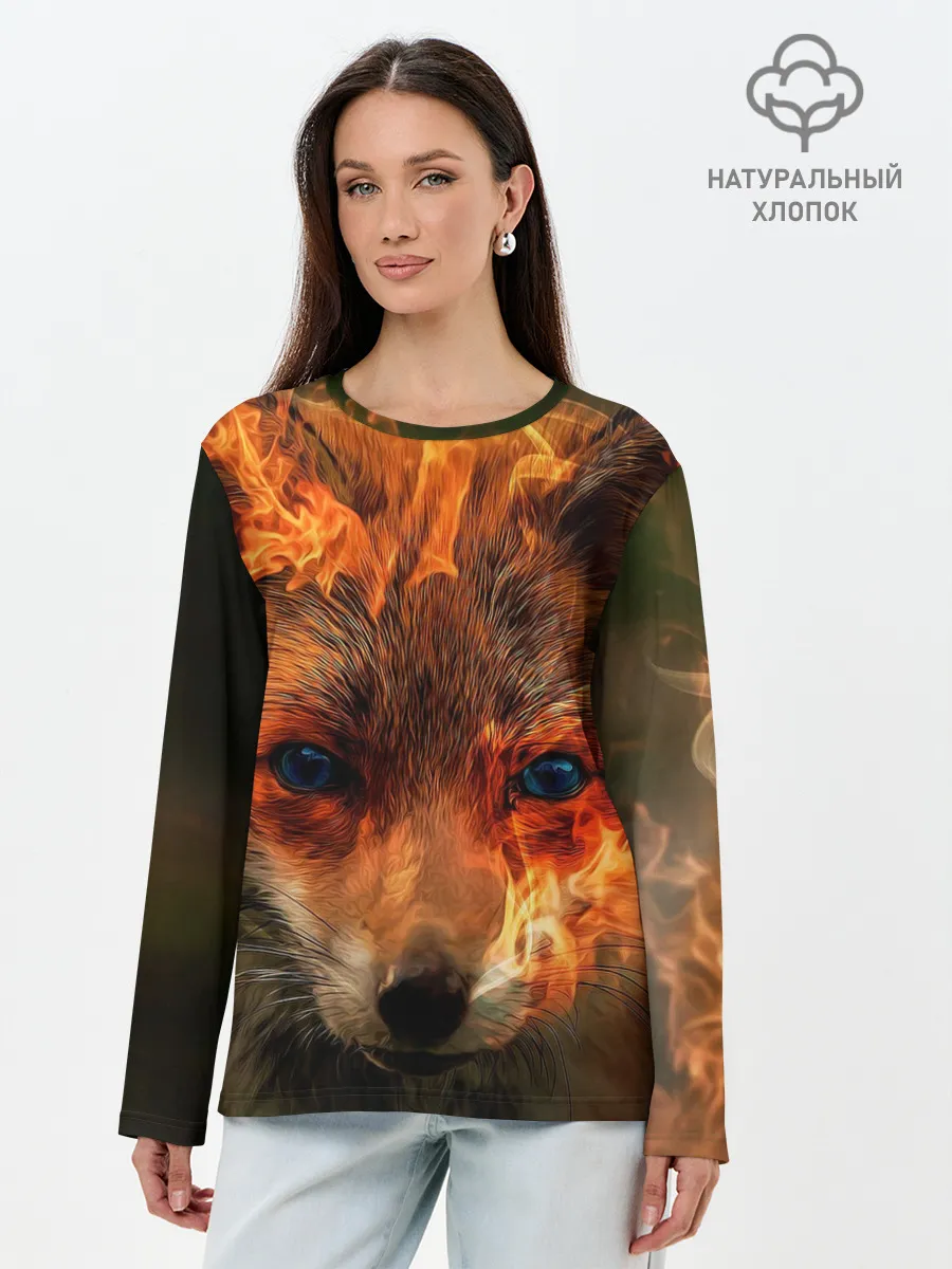 Лонгслив женский. Хлопок / Огненная лиса