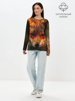 Лонгслив женский. Хлопок / Огненная лиса