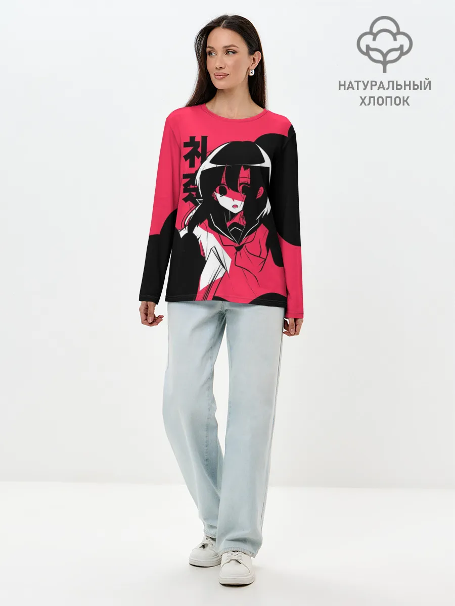 Лонгслив женский. Хлопок / Rena Black Pink
