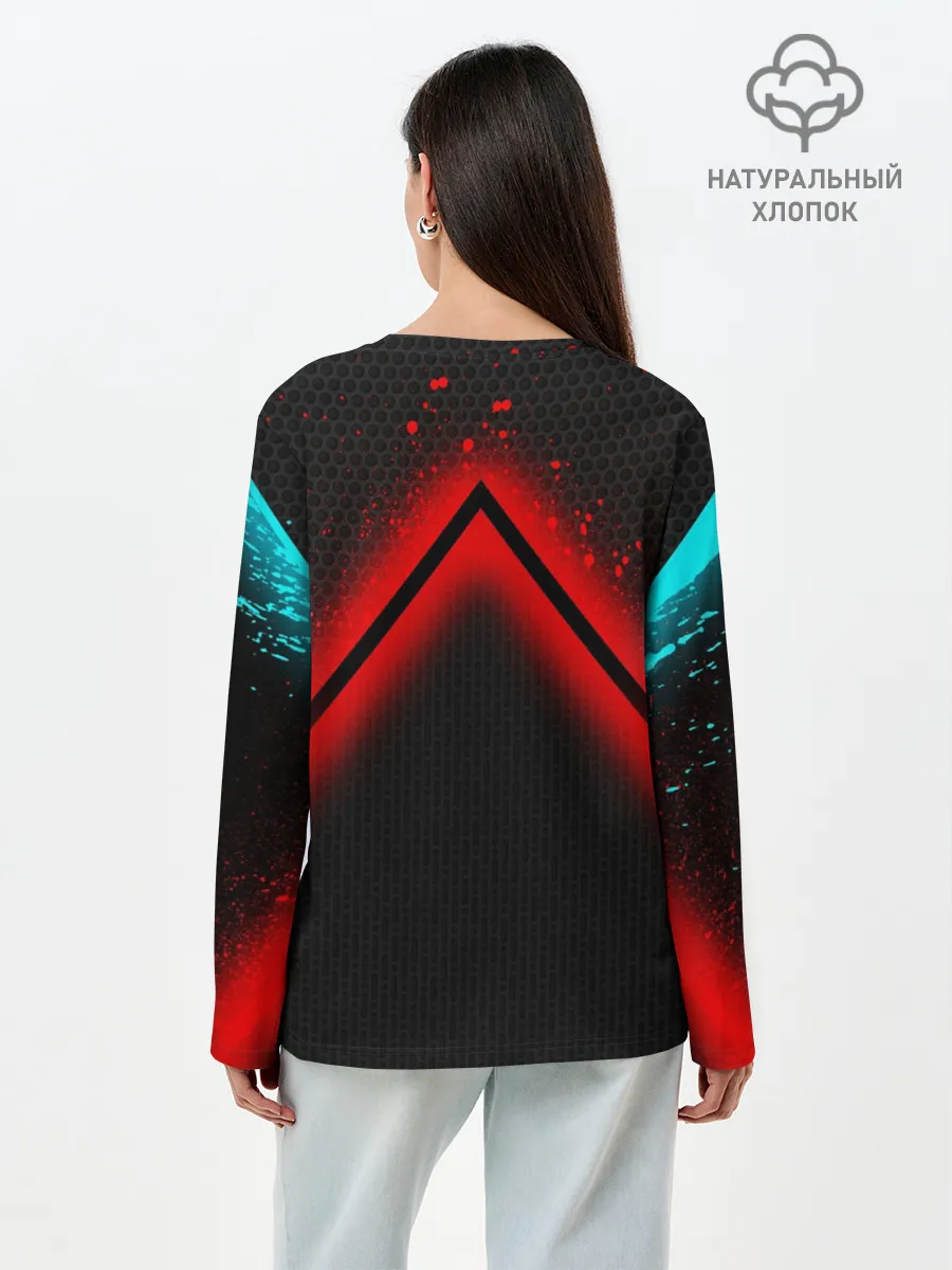 Лонгслив женский. Хлопок / Кровавая линия3D
