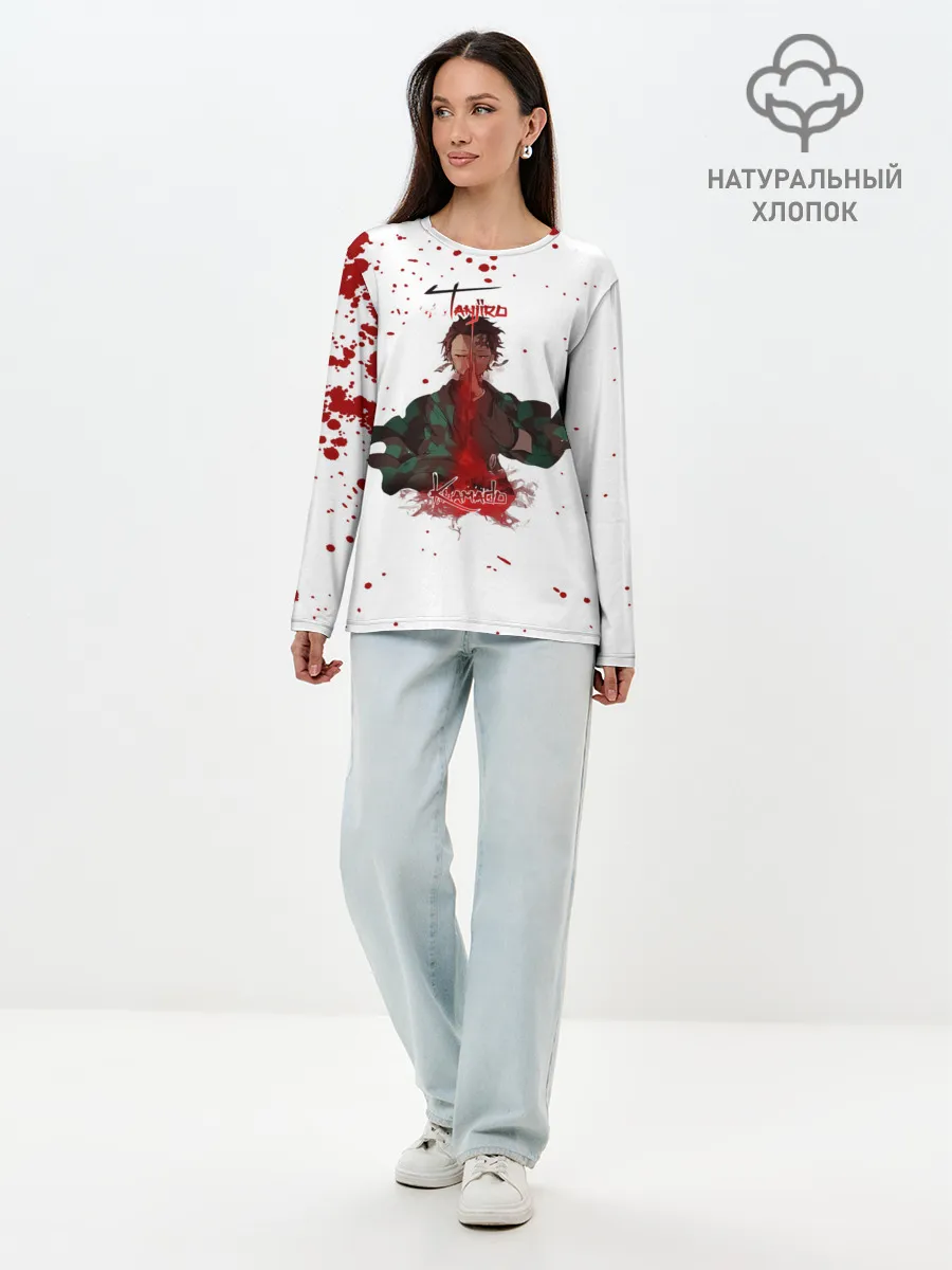 Лонгслив женский. Хлопок / Tanjirou Kamado Kimetsu no Yaiba