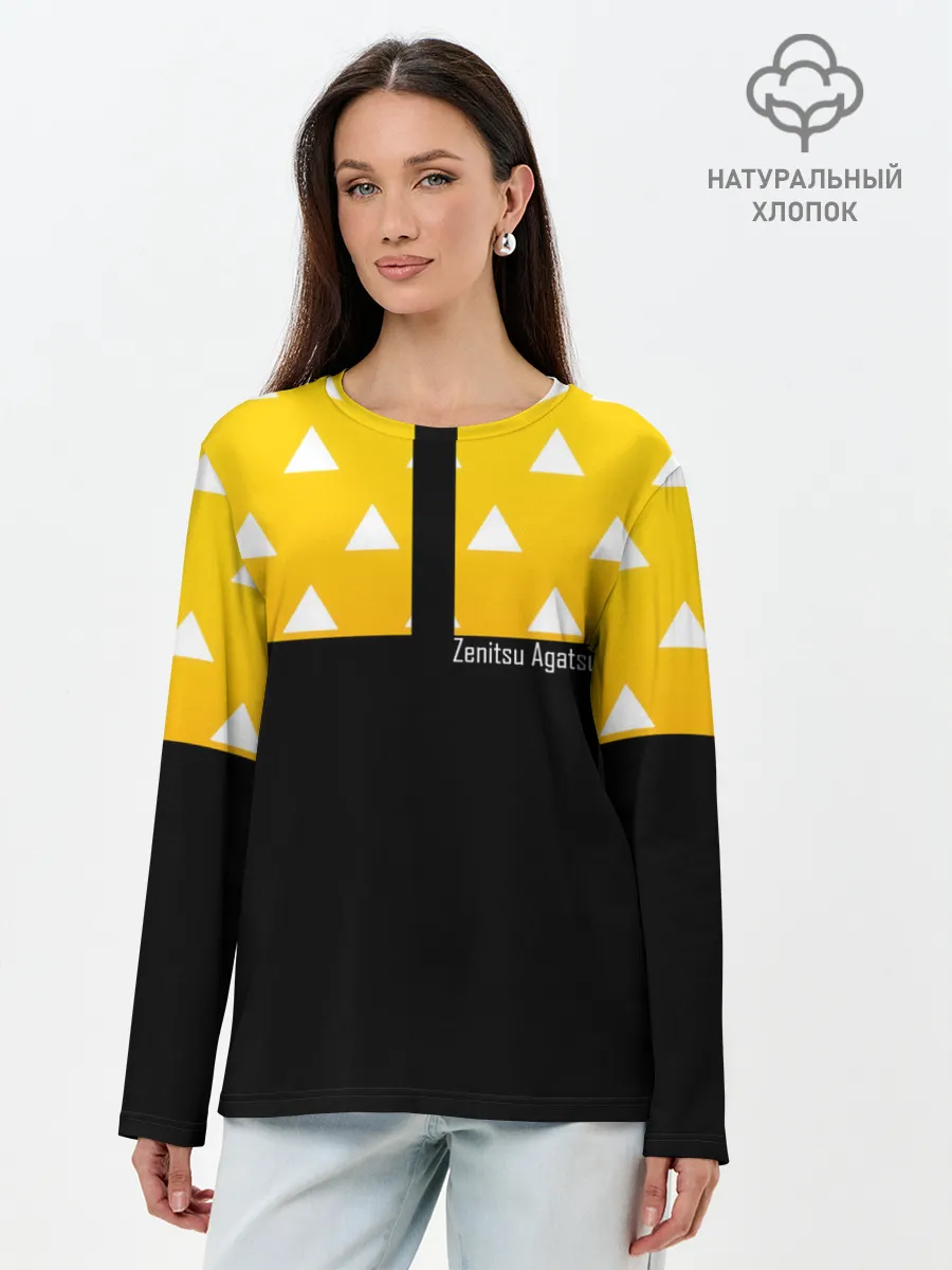 Лонгслив женский. Хлопок / Zenitsu Agatsuma Kimetsu no Yaiba