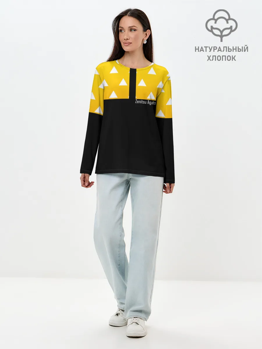 Лонгслив женский. Хлопок / Zenitsu Agatsuma Kimetsu no Yaiba