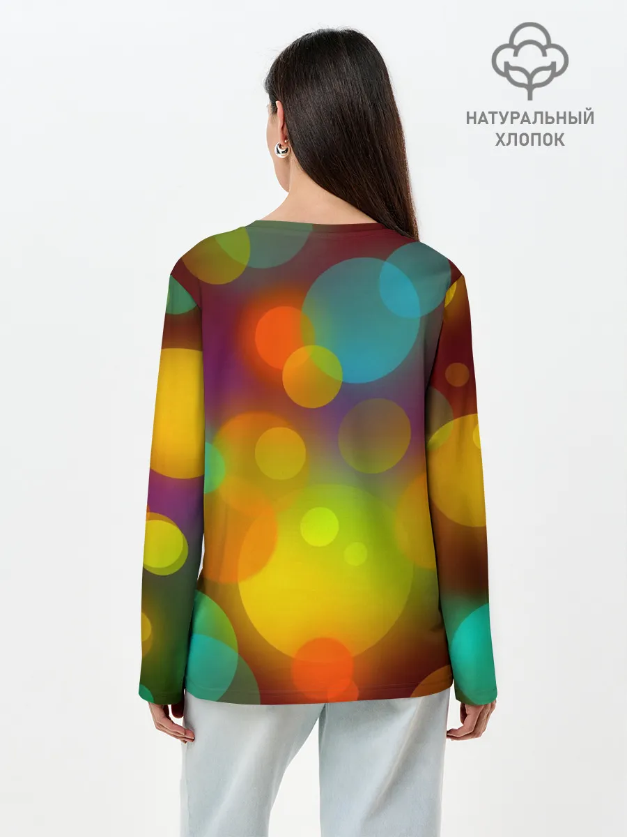 Лонгслив женский. Хлопок / Цветные блики