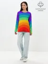 Лонгслив женский. Хлопок / Круговая радуга