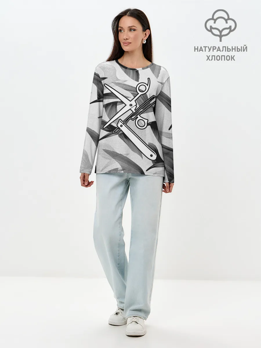 Лонгслив женский. Хлопок / Барбер