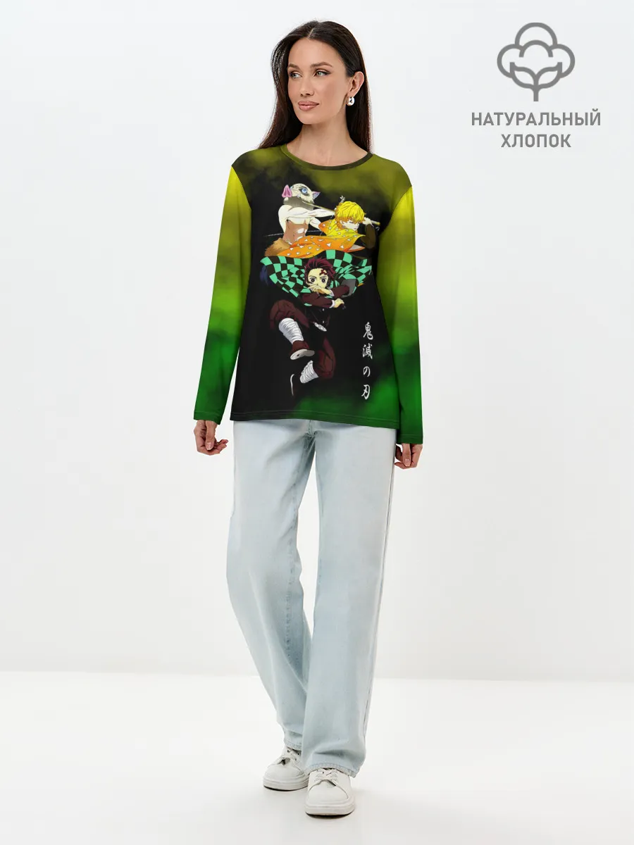 Лонгслив женский. Хлопок / Иноске Зеницу Танджиро