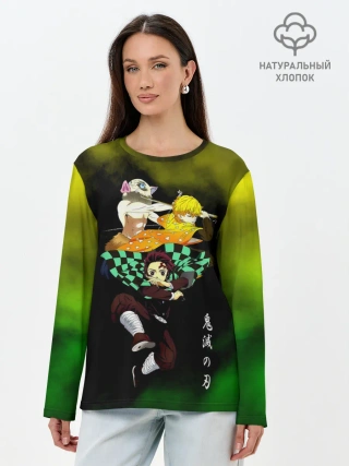 Лонгслив женский. Хлопок / Иноске Зеницу Танджиро