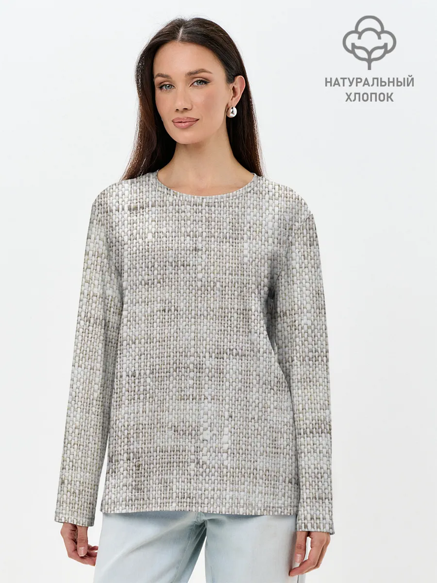 Лонгслив женский. Хлопок / Серая Мешковина
