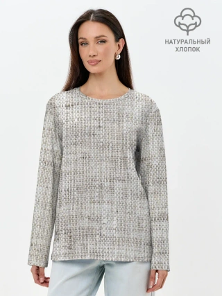 Лонгслив женский. Хлопок / Серая Мешковина