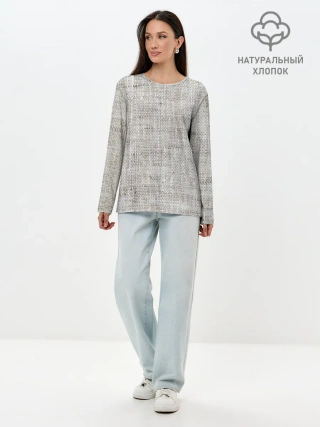 Лонгслив женский. Хлопок / Серая Мешковина