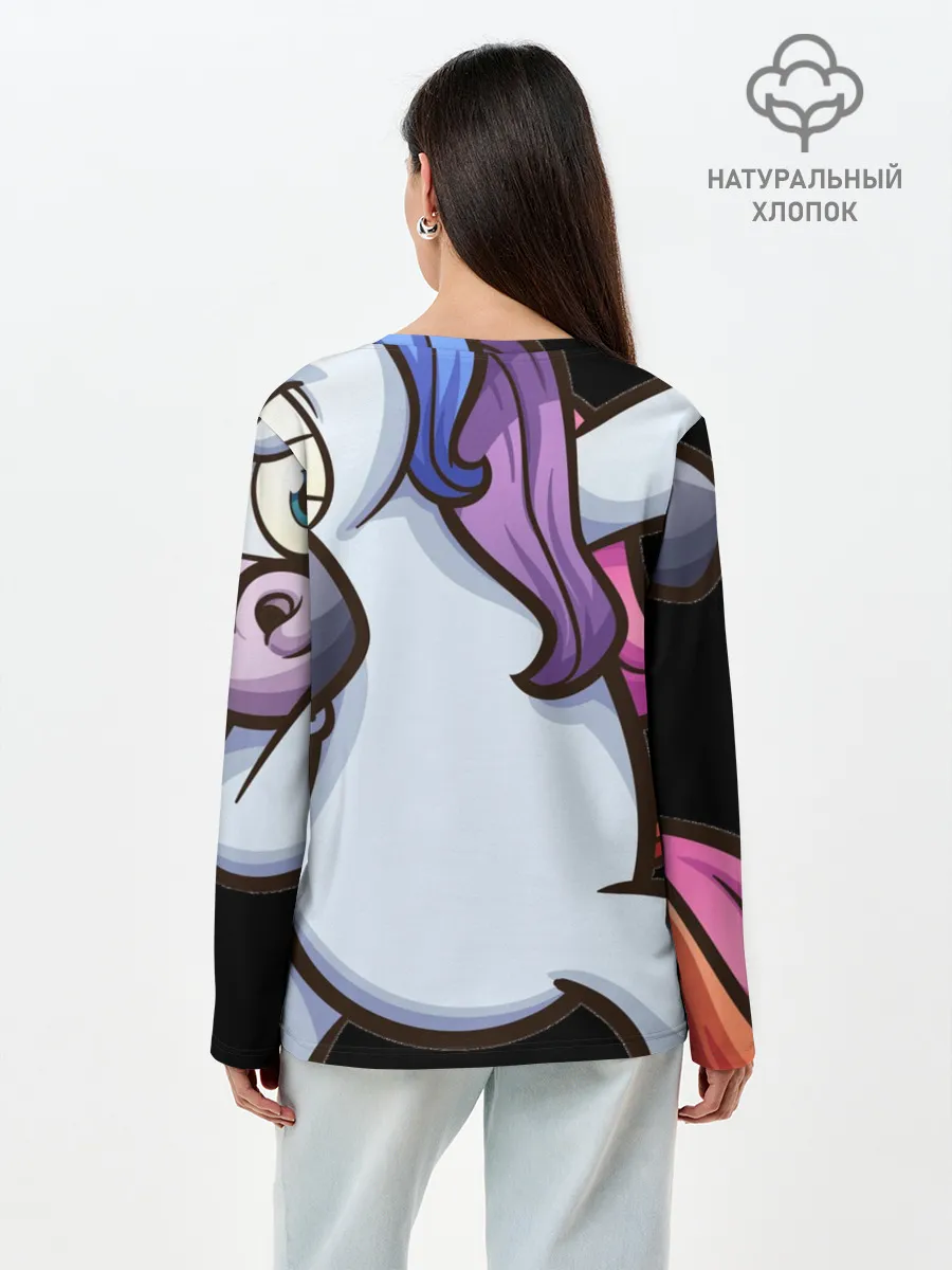 Лонгслив женский. Хлопок / Единорог - танцор ДАБ