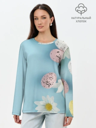 Лонгслив женский. Хлопок / Пасха / Easter