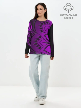 Лонгслив женский. Хлопок / Сирень 3D