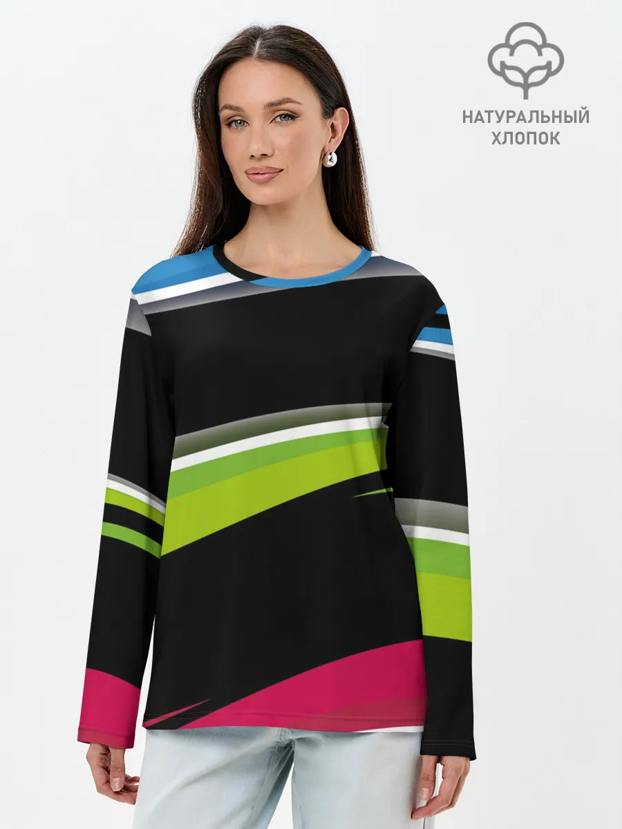 Лонгслив женский. Хлопок / Волны