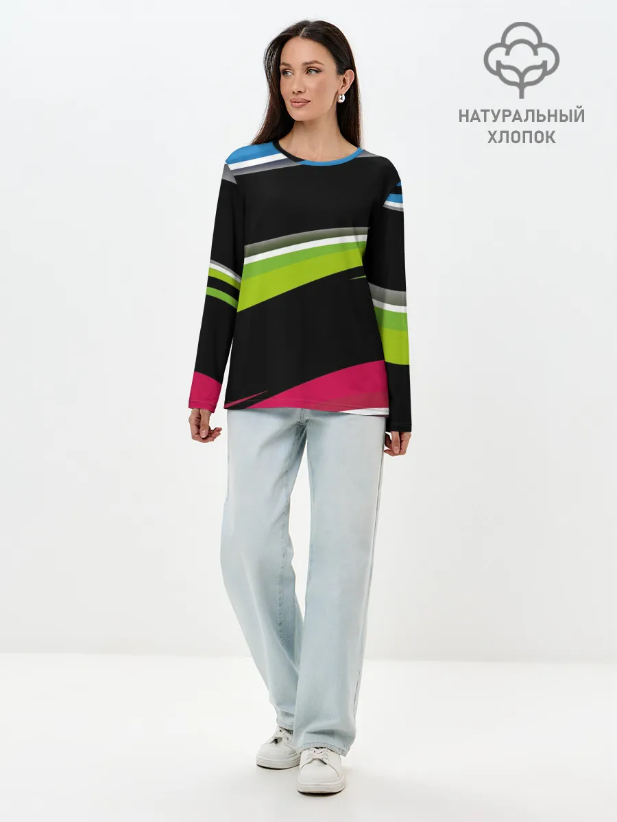 Лонгслив женский. Хлопок / Волны