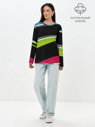 Лонгслив женский. Хлопок / Волны