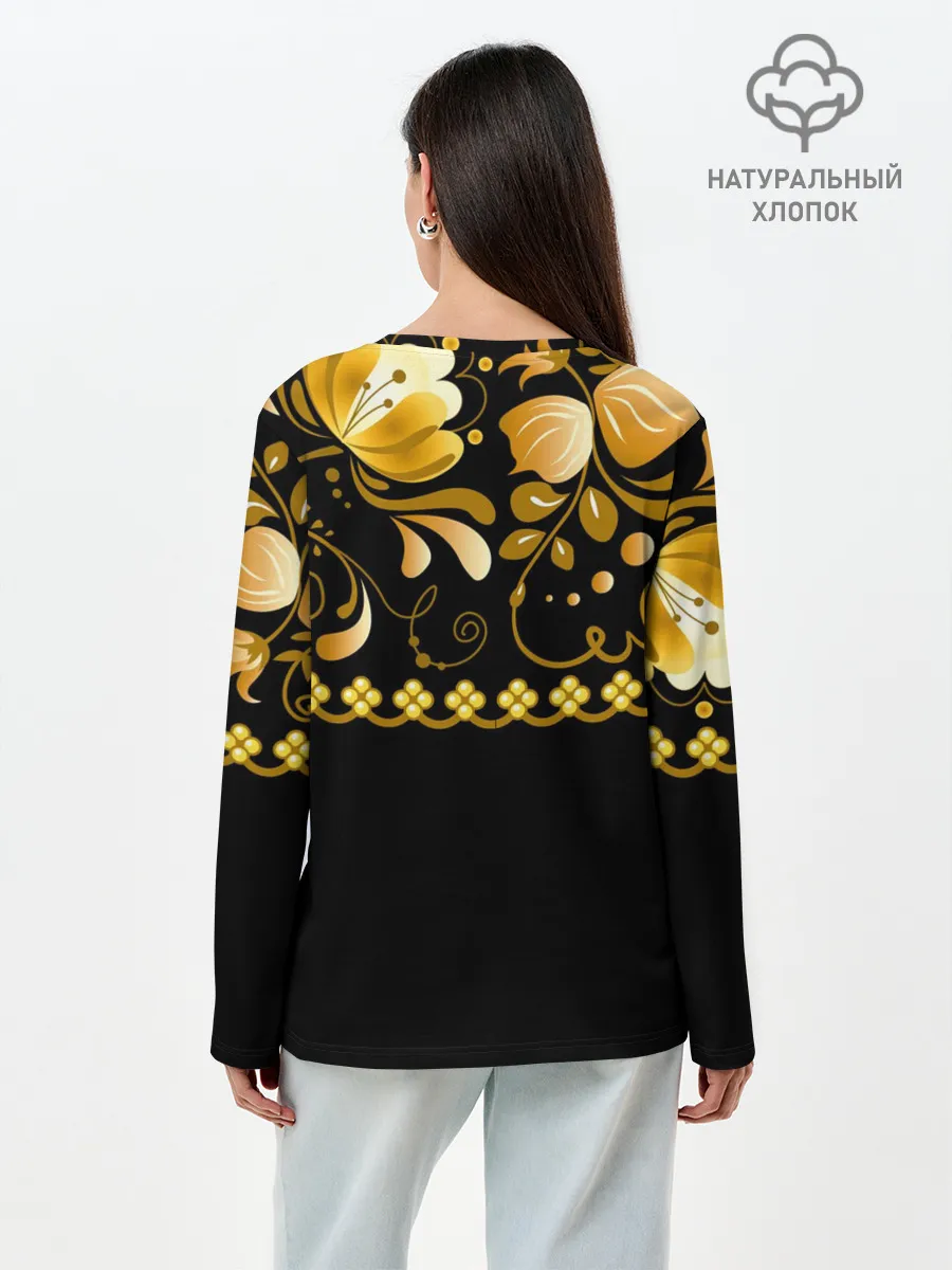 Лонгслив женский. Хлопок / Цветы