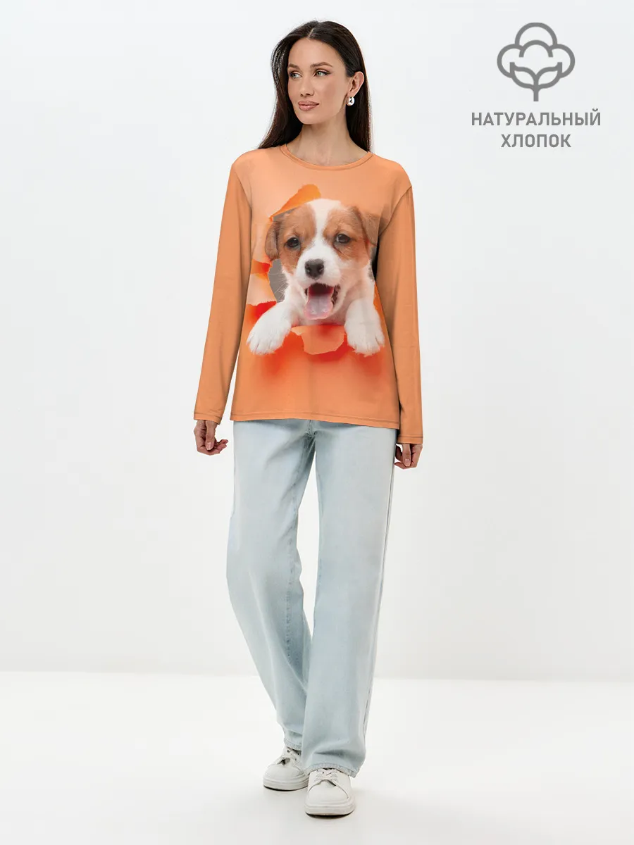 Лонгслив женский. Хлопок / Собака
