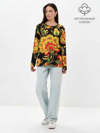 Лонгслив женский. Хлопок / Хохлома