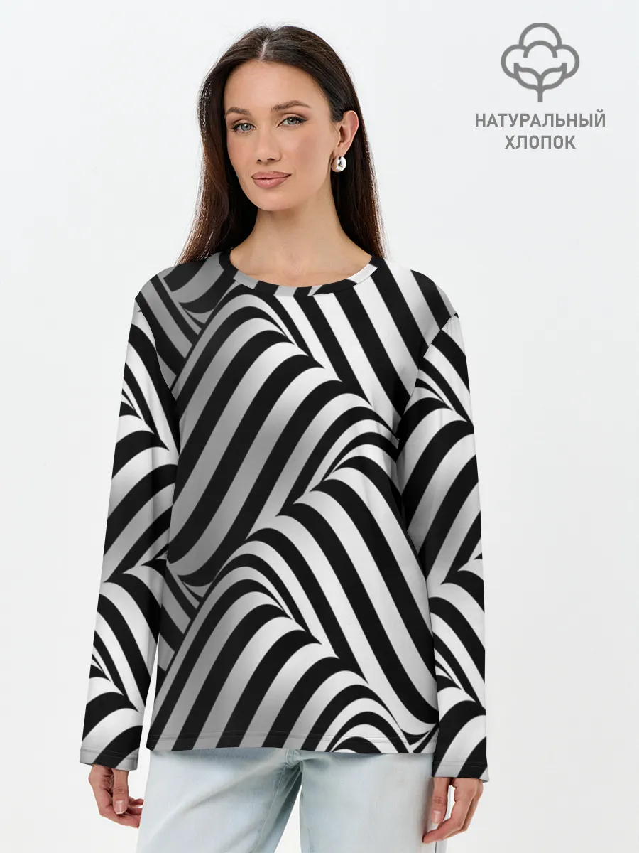 Лонгслив женский. Хлопок / 3D Иллюзия