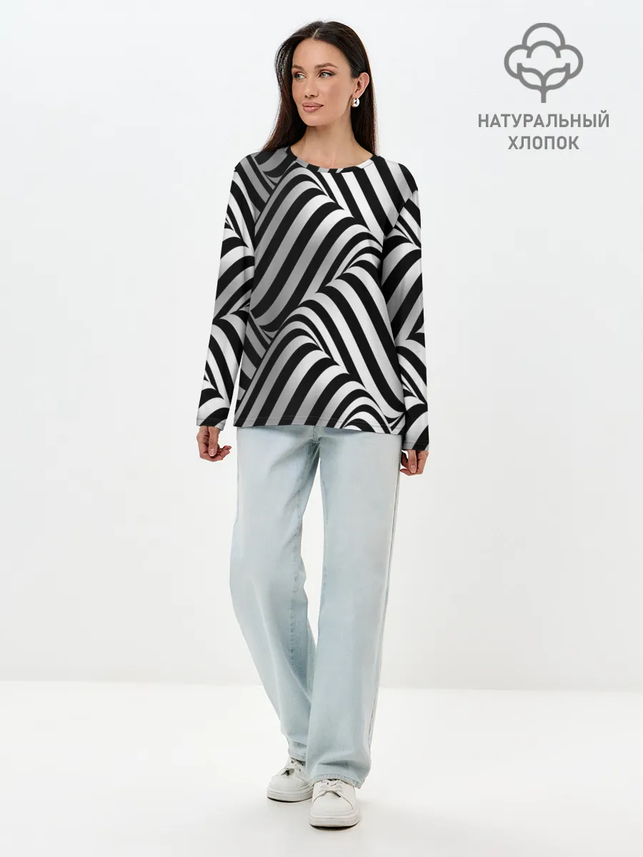Лонгслив женский. Хлопок / 3D Иллюзия