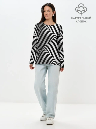 Лонгслив женский. Хлопок / 3D Иллюзия