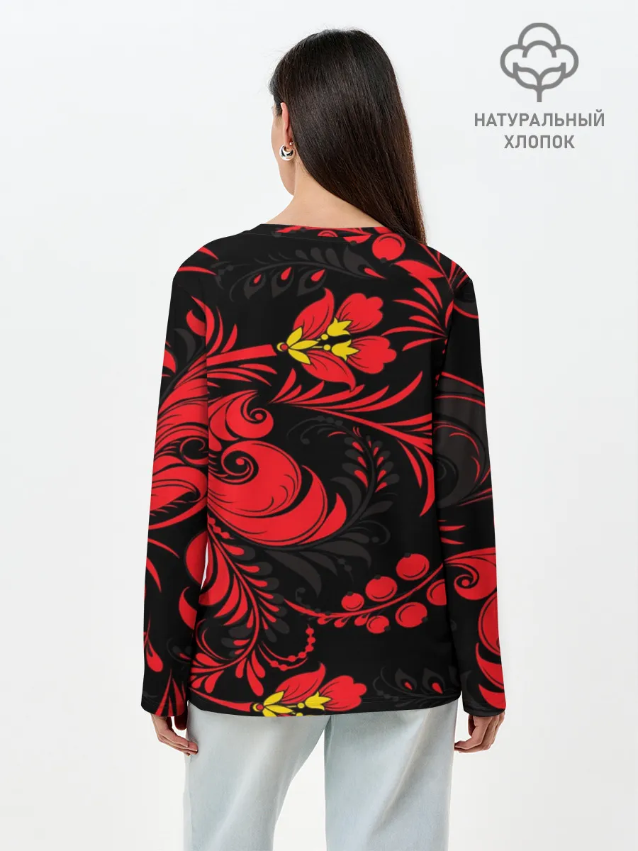 Лонгслив женский. Хлопок / Хохлома