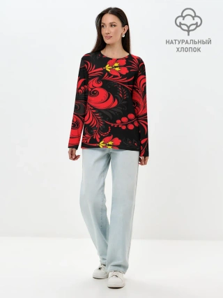 Лонгслив женский. Хлопок / Хохлома