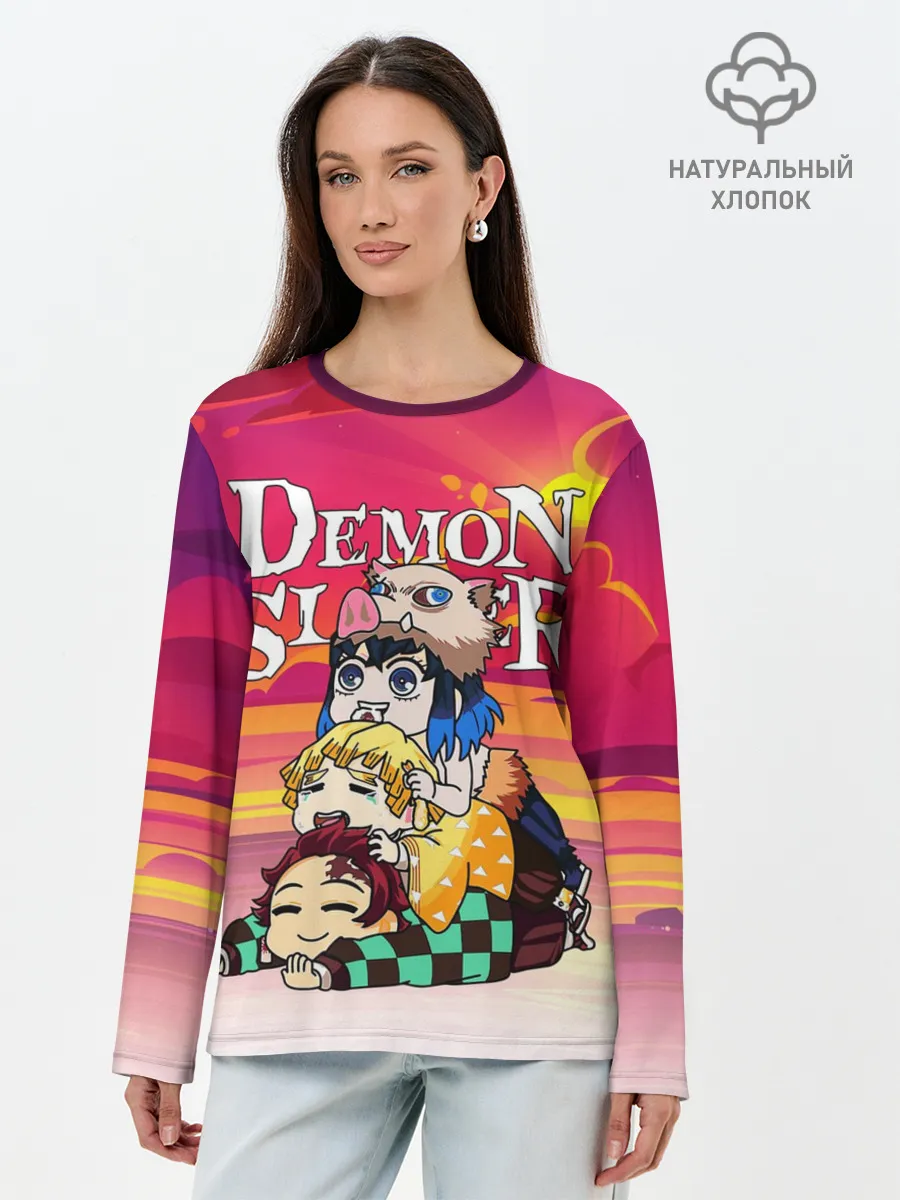Лонгслив женский. Хлопок / КЛИНОК, РАССЕКАЮЩИЙ ДЕМОНОВ