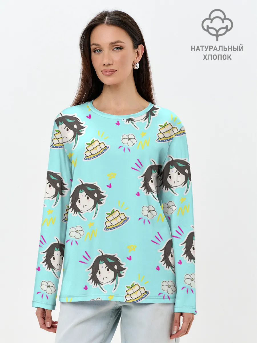 Лонгслив женский. Хлопок / Сяо и тофу