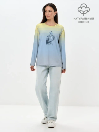 Лонгслив женский. Хлопок / филин