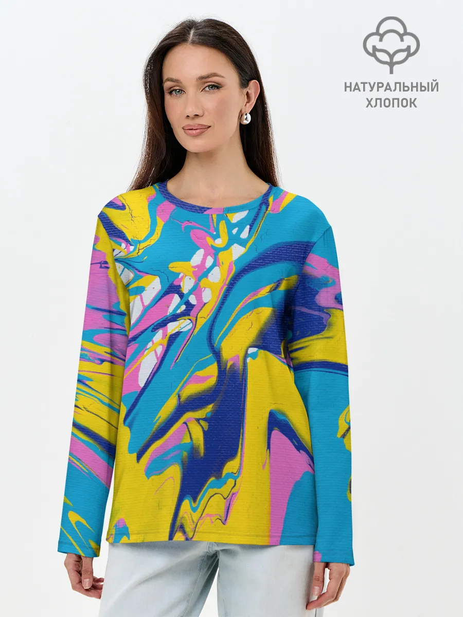 Лонгслив женский. Хлопок / Клякса