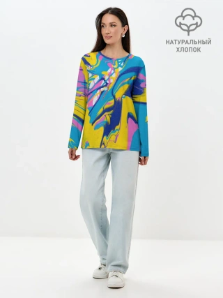 Лонгслив женский. Хлопок / Клякса