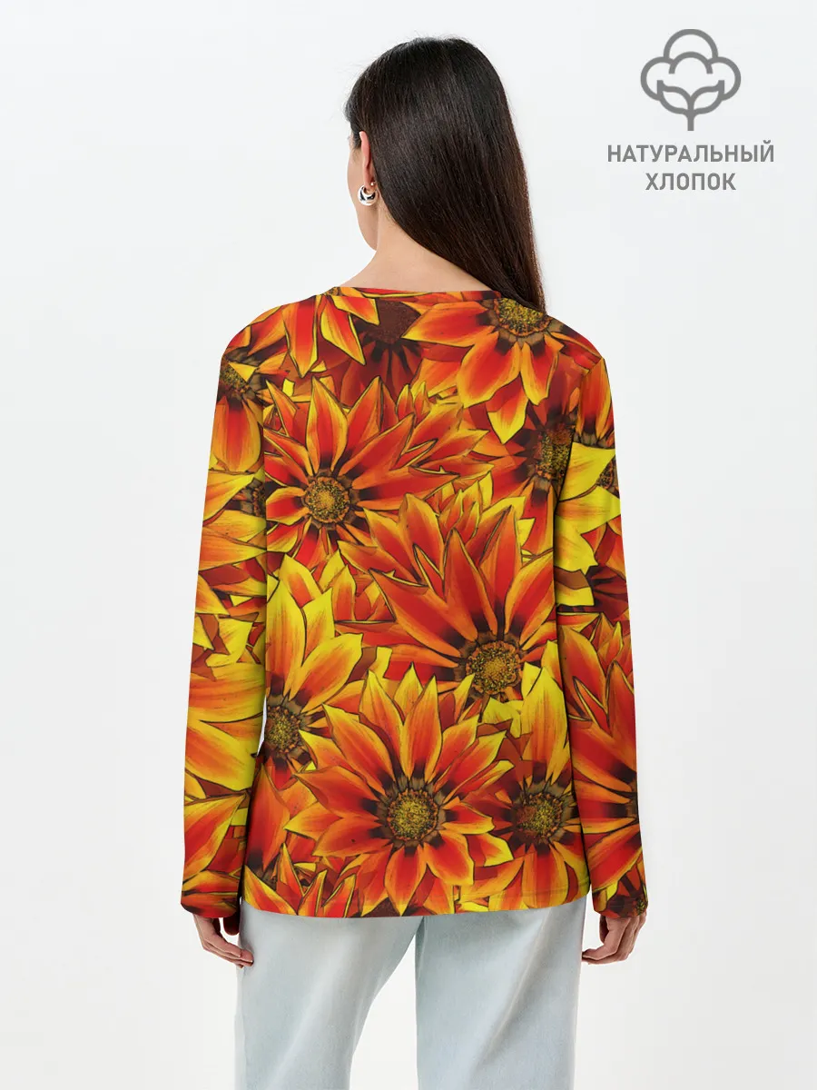 Лонгслив женский. Хлопок / Цветы