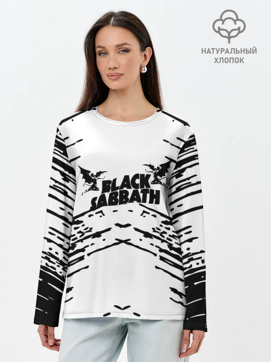 Лонгслив женский. Хлопок / black sabbath