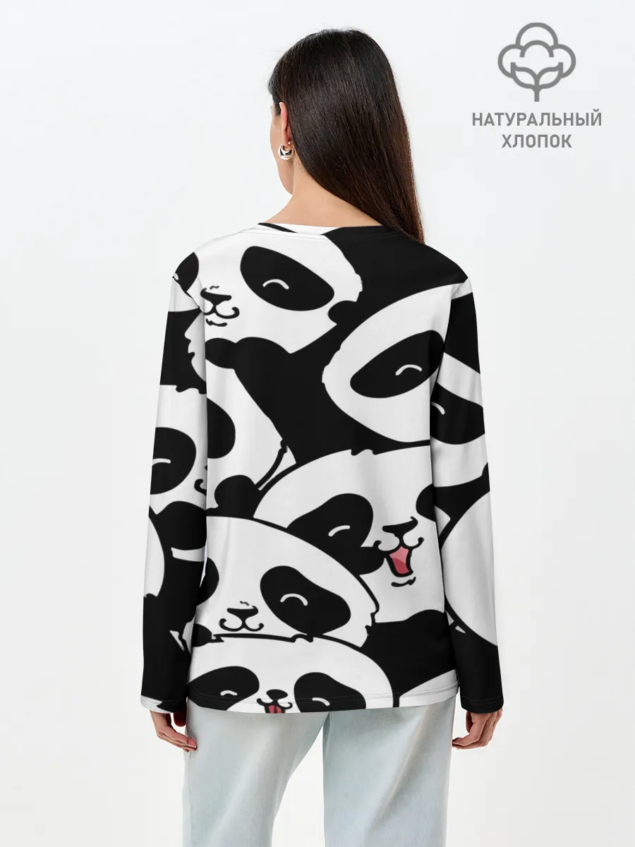 Лонгслив женский. Хлопок / панды