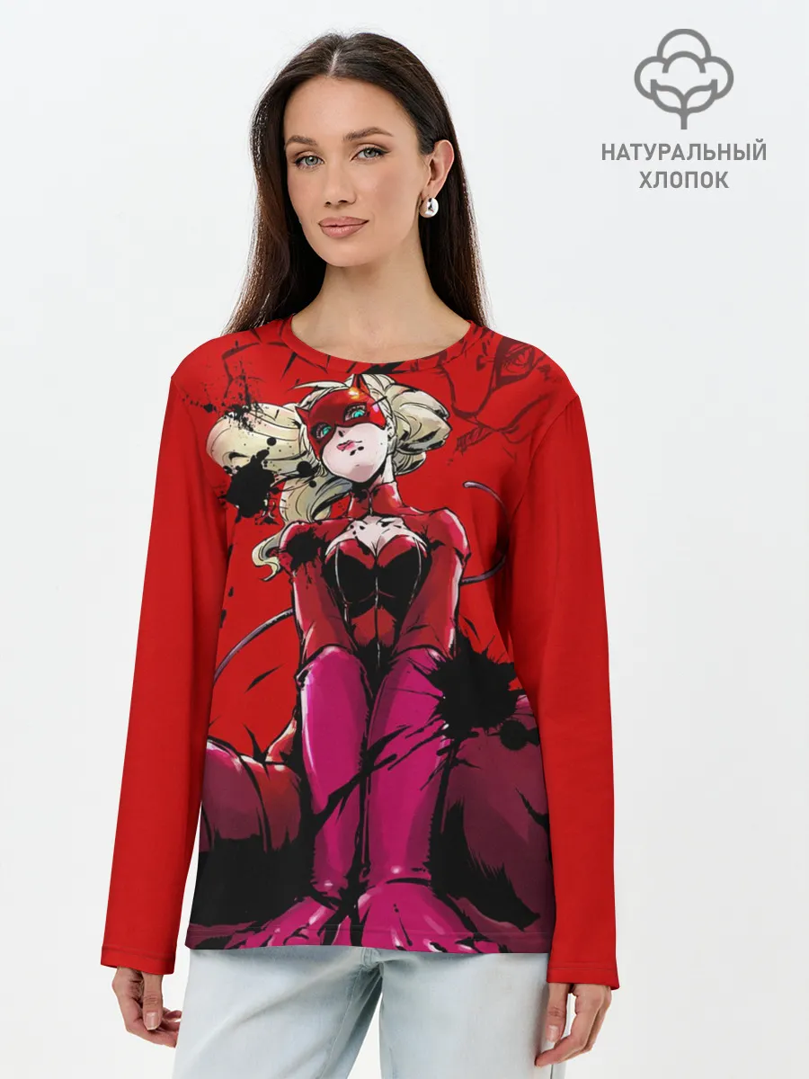 Лонгслив женский. Хлопок / пантера persona 5