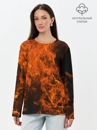 Лонгслив женский. Хлопок / Огонь