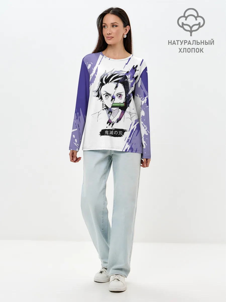 Лонгслив женский. Хлопок / Танджиро и Незуко Камадо