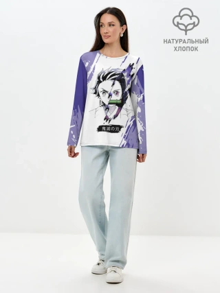 Лонгслив женский. Хлопок / Танджиро и Незуко Камадо