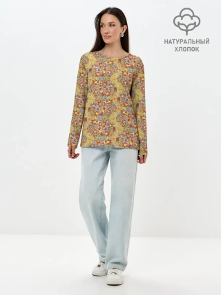 Лонгслив женский. Хлопок / Волшебный лес.