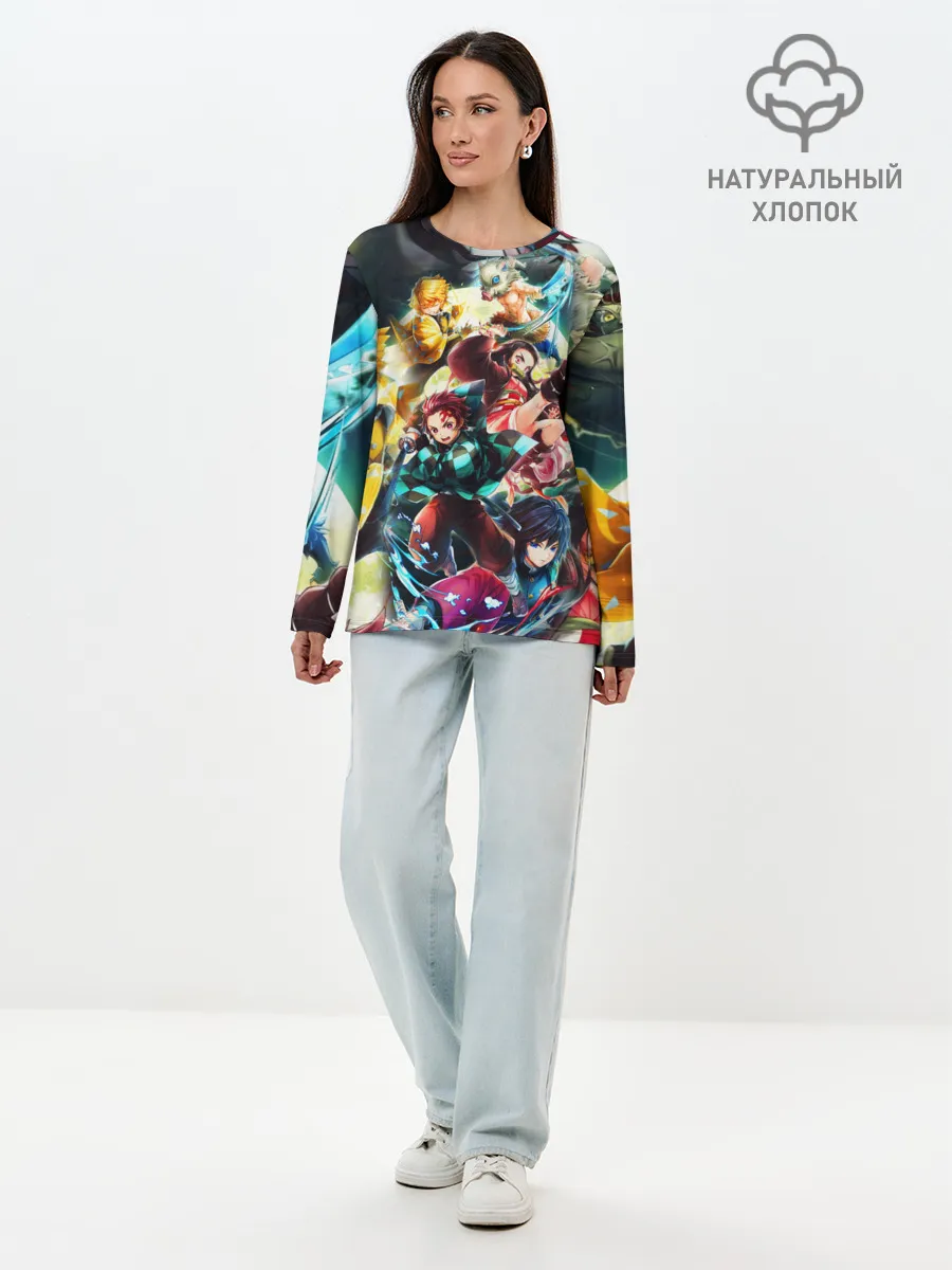 Лонгслив женский. Хлопок / КЛИНОК РАССЕКАЮЩИЙ ДЕМОНОВ ПЕРСОНАЖИ