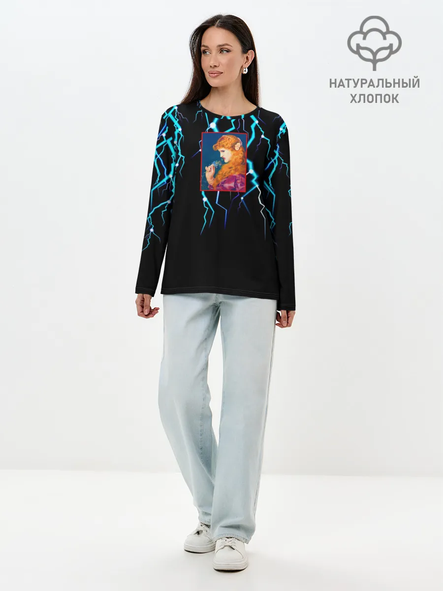 Лонгслив женский. Хлопок / МОЛНИИ ДЕВУШКА ЦВЕТЫ