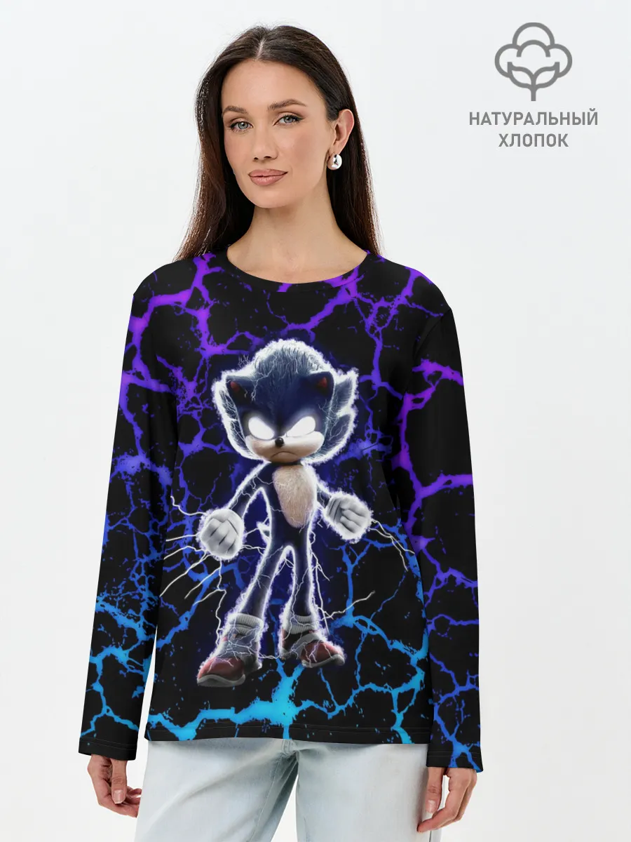 Лонгслив женский. Хлопок / SONIC МОЛНИЯ