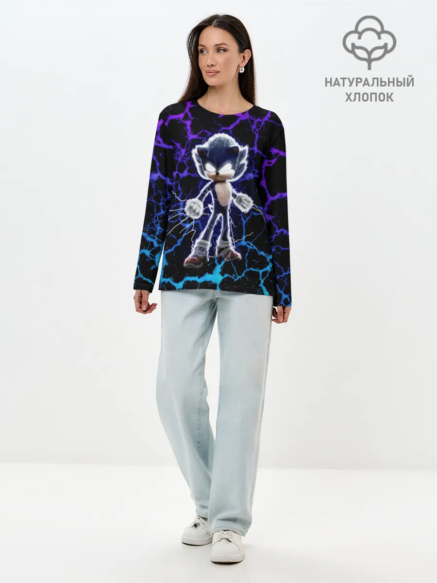 Лонгслив женский. Хлопок / SONIC МОЛНИЯ